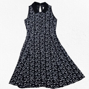 Kate Spade Mackenna Black White Bow Print Dress Size 0 Sleeveless A-Line Dress